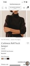 The White Company BNWOT 100% Cashmere Chocolate Women’s Roll Neck Jumper (S) 10