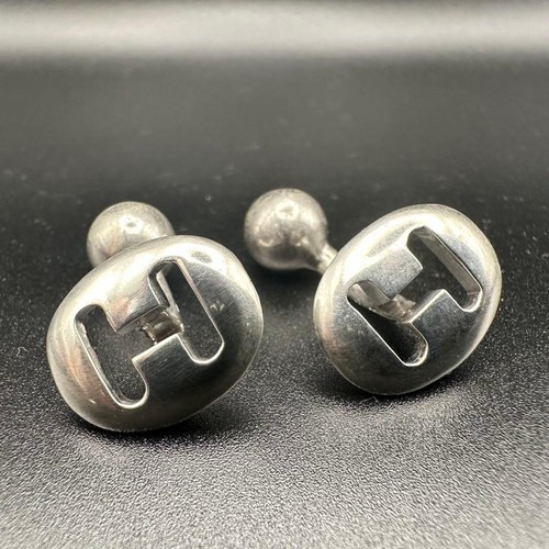Hermes logo silver cufflinks - logo,