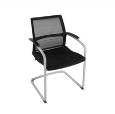 SEDUS: OPEN UP CANTILEVER CHAIR WITH MESH BACK IN BLACK LEATHER