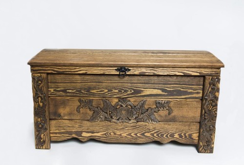 Wooden vintage blanket trunk - blanket,