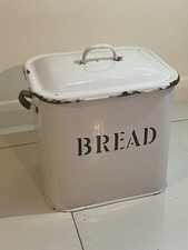 Vintage Bread Bin Large Enamel Metal Farmhouse Cottage