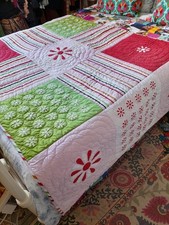 COTTON QUILTED BEDCOVER/THROW. IKEA/ILVA. RED/PINK/BLUE/GREEN/WHITE. EX CON!.