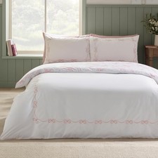 Bow Embroidery Duvet Cover Catherine Lansfield Girls Double Quilt Bedding Set