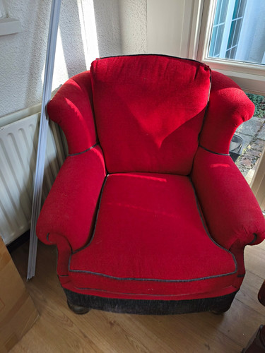 Red upholstered armchair - red,