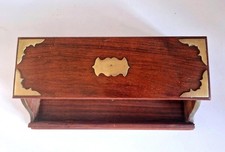 Antique Writing/Pen/Stationary Wooden Box Brass Cartouche 