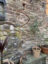 Rustic Metal Plant Support 1.5m Rusty Garden Spring Climber Twisted Stake Spiral