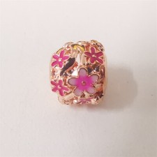 pandora charm ale r met rose gold pink daisy flower openwork