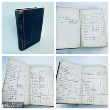 1910 Antique Merchants Ledger Handwritten Photographer Records Leather bound