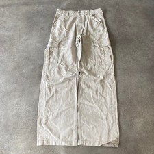 Vintage Cargo Trousers Mens 30" Loose Fit Utility Workwear Pants, Beige