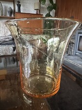Vintage 1960s Thomas Webb Amber Bubble Glass Vase