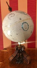 Vintage Replogle World Classic Globe 9” Diameter Ornate Wood & Brass Stand