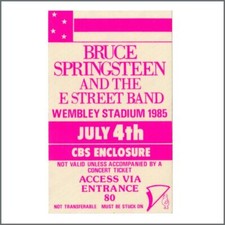 Bruce Springsteen E Street Band Wembley Stadium 1985 Pass Pre-Show Passport (UK)