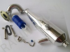 1/10 Nitro RC TRUGGY Side Aluminium Exhaust Muffler Pipe  Manifold Kit Set Silve