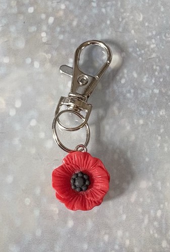 Red poppy flower silver - red,