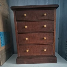 Antique mini apprentice piece.  4 drawers chest  of drawers, with bone knobs.