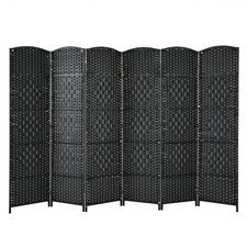 6 Panel Room Divider Privacy Screen Wall Folding Partition Hand-woven Rattan