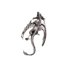 Silver flying dragon brooch - dragon,