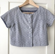 Women’s Orla Kiely Grey Broderie Anglaise Cropped Jacket Size Small