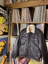 Men’s Levi’s Real Cow Leather Sherpa Jacket Brown Small VGC 