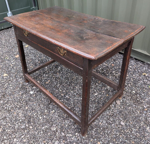 Georgian oak side table - side,