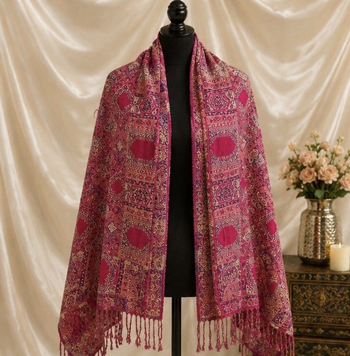 Large pink paisley scarf shawl - scarf,