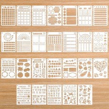 26pcs Journal Stencils for Crafts, Reusable DIY Stencil Templates Craft for for