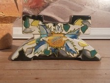 Charming 1930s Art Deco Brentleigh ware pottery double candle holder