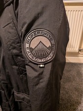 Mens Black Superdry Everest Parka Winter  Jacket Large VGC £150