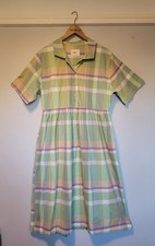 Folk pastel plaid midi - folk, dress