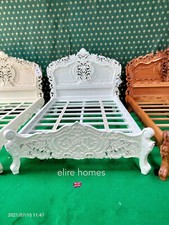 UK STOCK 4'6" Double White  mahogany French furniture Rococo Bed Shabby Chic