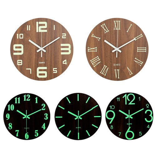 Wooden luminous wall - wall, clock