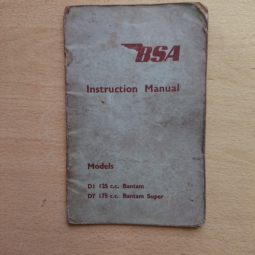 Bsa instruction manual 125 - manual, d1