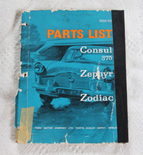 FORD Motor Company  CONSUL 375 Zephyr ZODIAC Parts List  1956/62