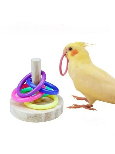 Wooden interactive parrot - wooden, ring