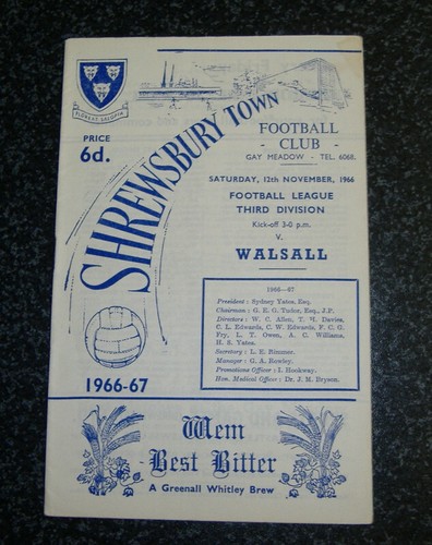 Shrewsbury walsall 1966 67 - walsall, 1966/67