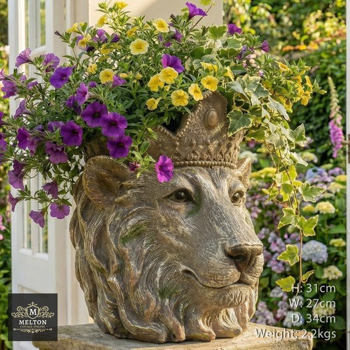 Large lion head planter - large,