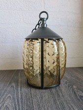 Vintage Metal & Amber Glass