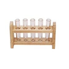 1 Set Mini Toy House Plastic Test Tubes with Wooden Rack Laboratory Equipment