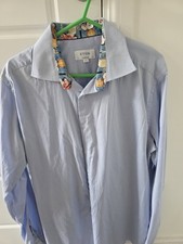 Eton Contemporary Shirt Men 44 17.5 Light Blue 100% Cotton Dress Formal