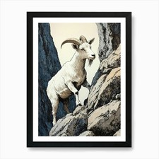 Mountain Goat Art Print Framed