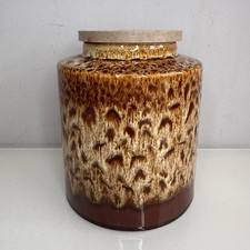 Vintage New Devon Pottery Honey Comb Glaze Retro Brown Storage Jar Lava Glaze