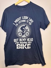 Adults Blue I'm Riding My Bike T-Shirt Size Medium M Tee Top Cotton Mens 6tn