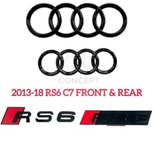 Audi RS6 C7 2013-18 PREMIUM GLOSS BLACK BADGE SET FRONT & REAR RINGS GRILLE BOOT