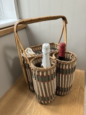 Vintage Handmade Picnic Basket With Bottle Holders