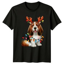 Christmas Basset Hound Dog Holiday Mens Womens Graphic Tee Shirt