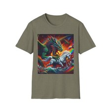 Dragon vs Unicorn Unisex Tee Shirt, Mythical Creatures Graphic Tee, Fantasy