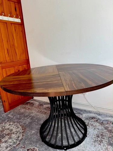 Round dark wood - dark, dining