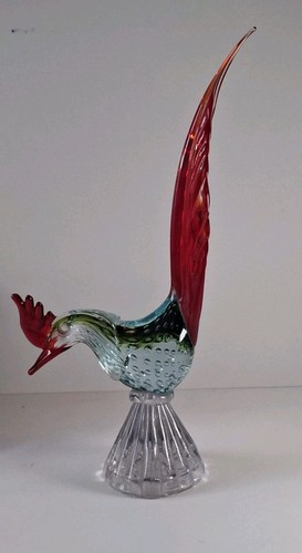 Vintage art glass - glass, cockerel