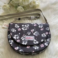 Women’s Cath Kidston Saddle Bag Crossbody Strap Floral Print Black Mix
