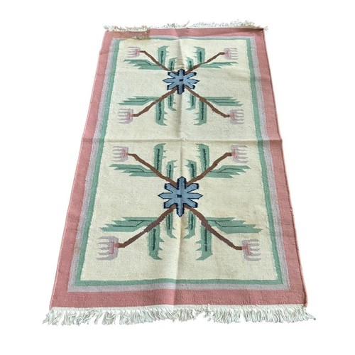 Handmade vtg wool rug - handmade,